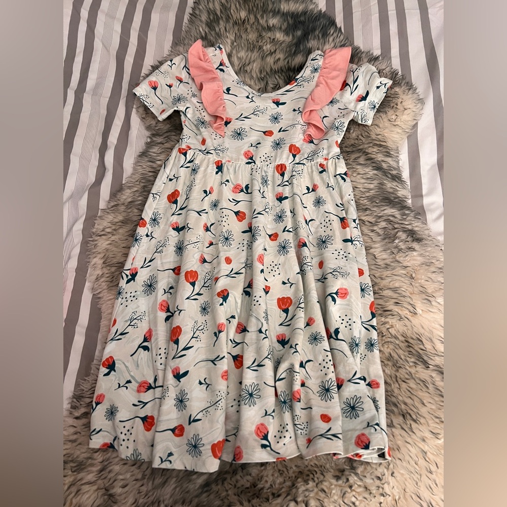 Mint and peach floral flowers rags 9/10 dress
